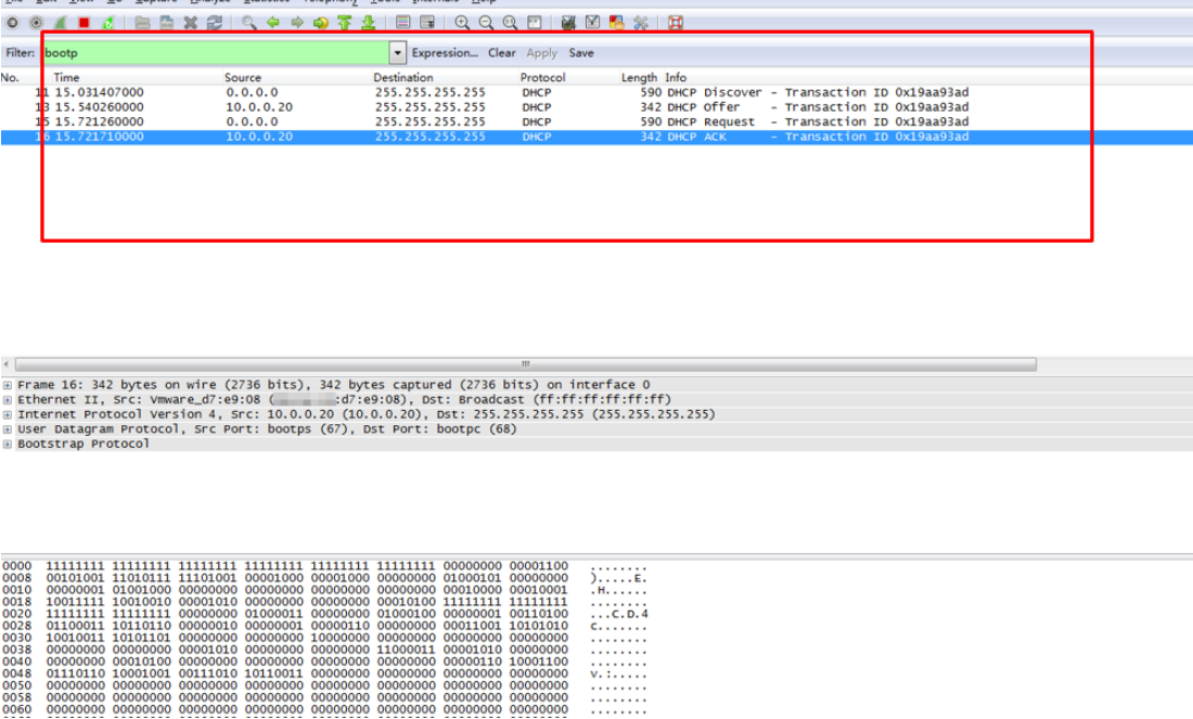 Dial-up process via DHCP.