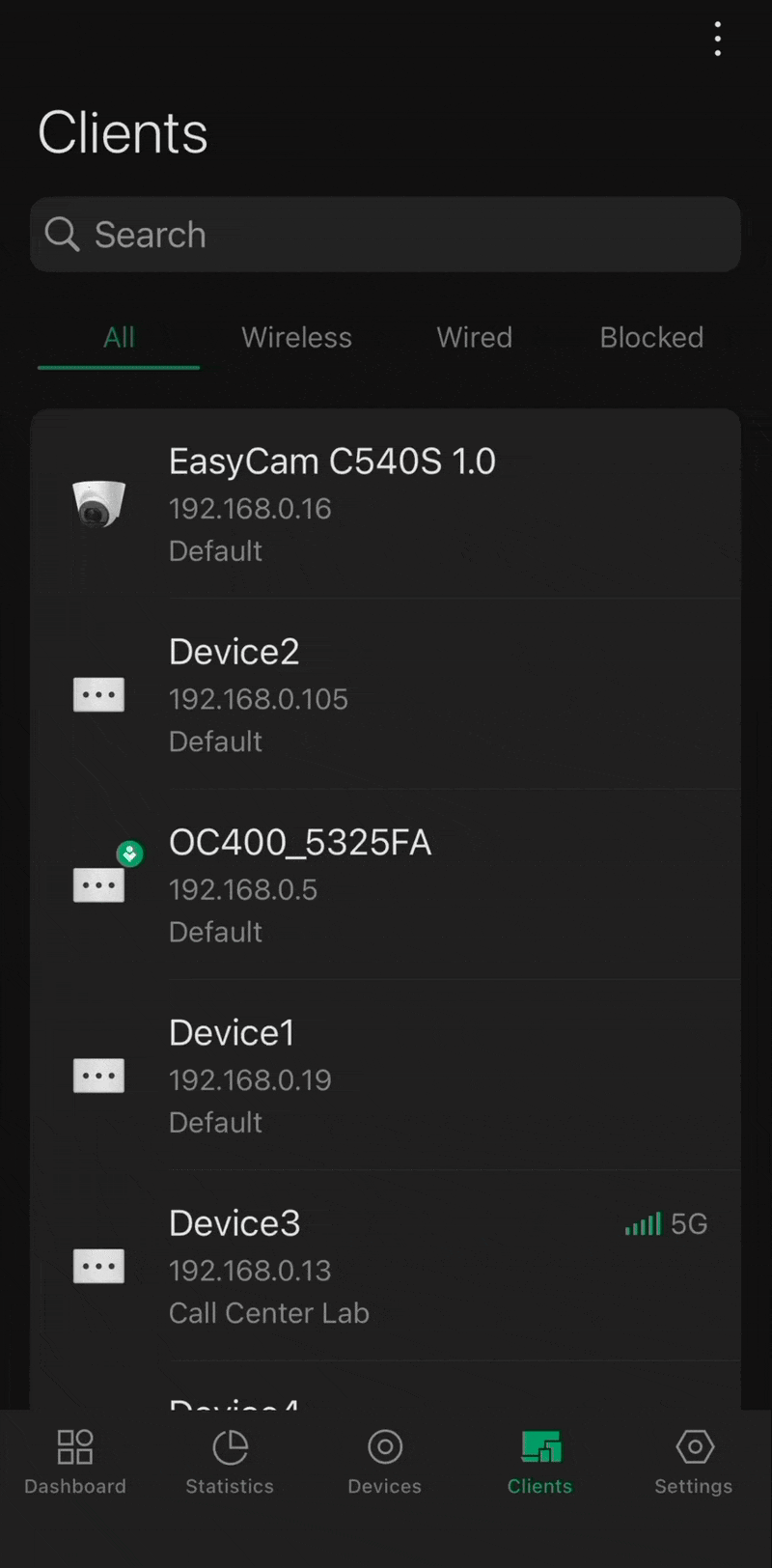 Show how to sort Devices using Omada App v5.