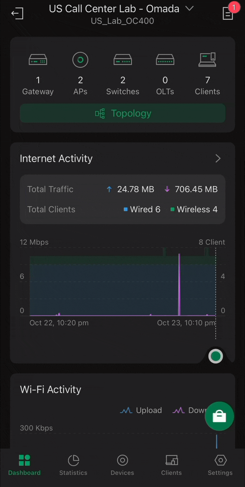 Showcasing the device list display in the Omada App v5.