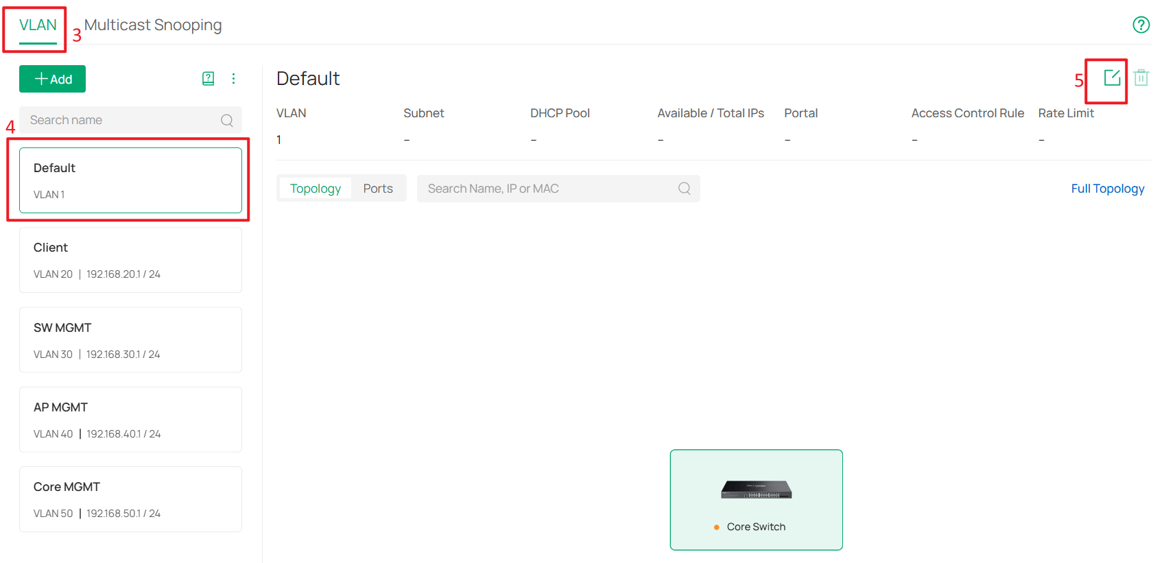 Edit the Default Network
