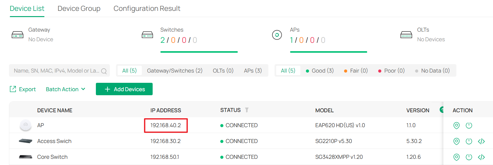 Now the IP address of APs have changed to 192.168.40.0/24