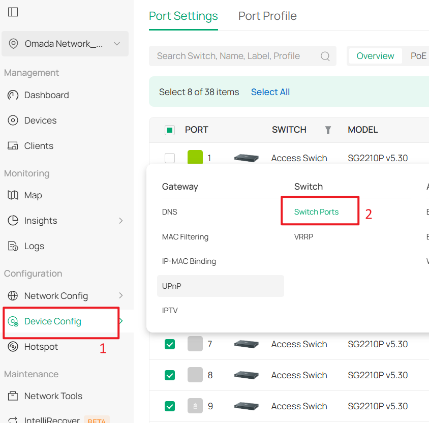 Go to Port Settings