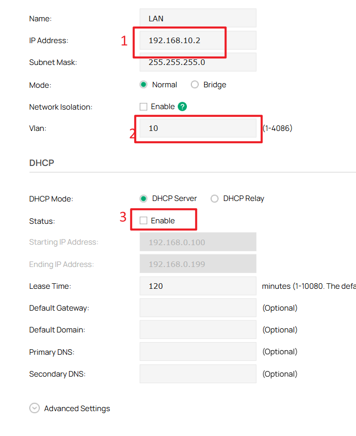 Change the IP address and disable the DHCP server so that it can be adopted