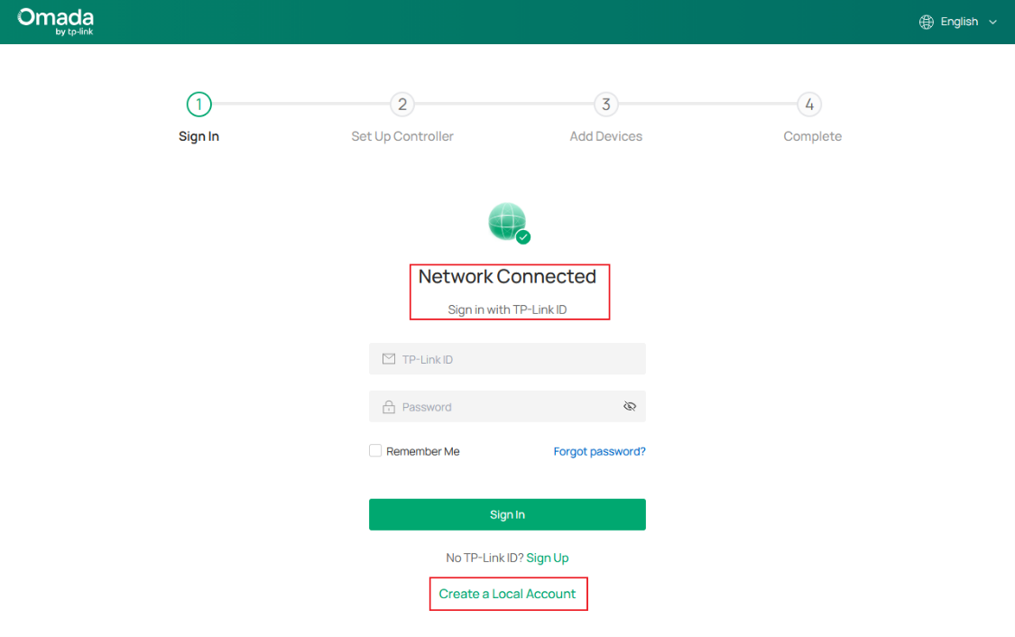 A screenshot showing the TP-Link ID binding page when internet access is available