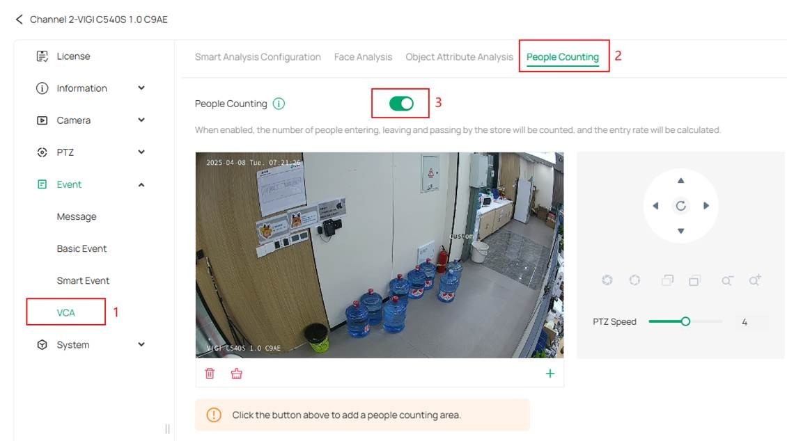 alt text: Enable People Counting on Omada Central.