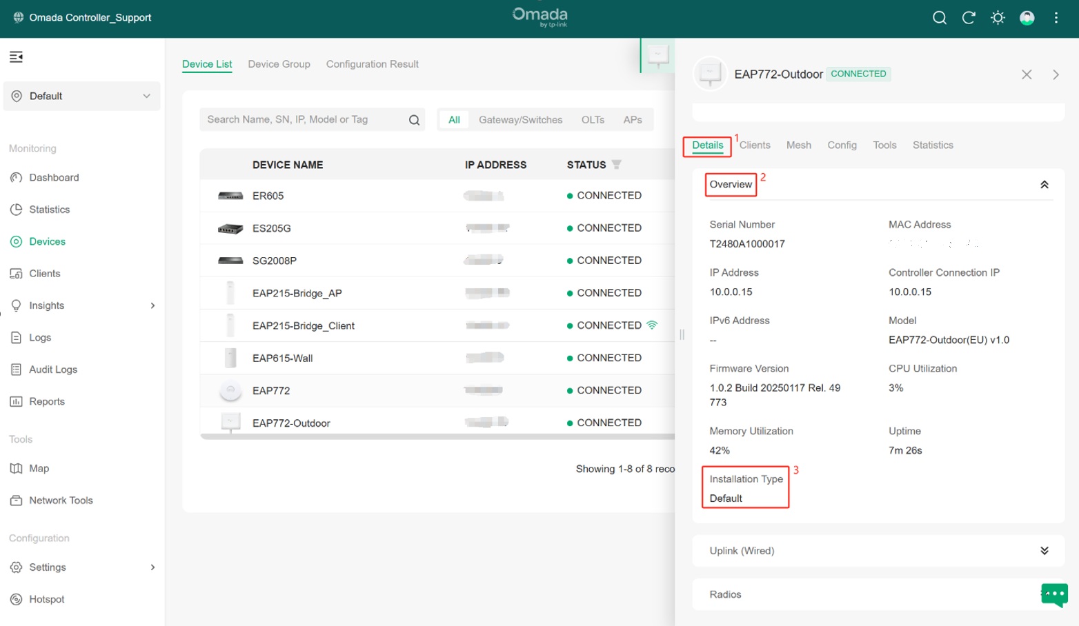 Locate the page that displays the installation type.