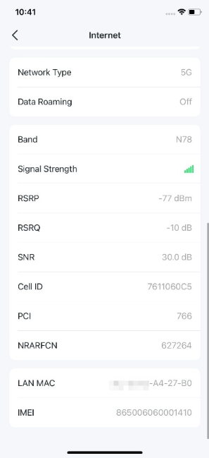 Display the Internet settings.
