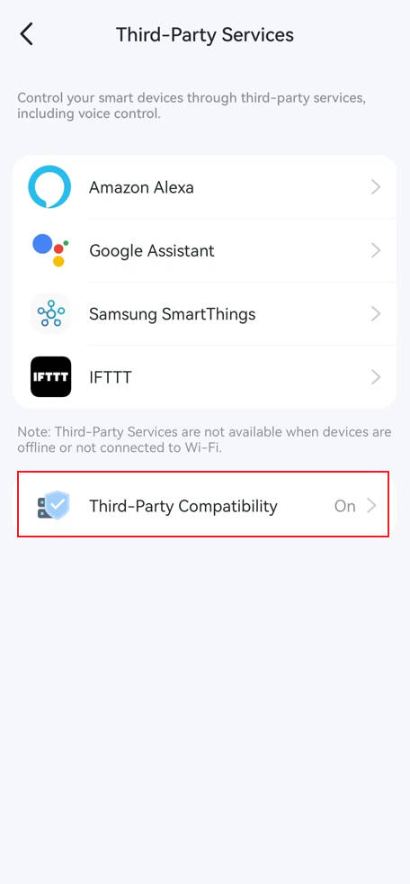 Tap Third-Party Compatibility.