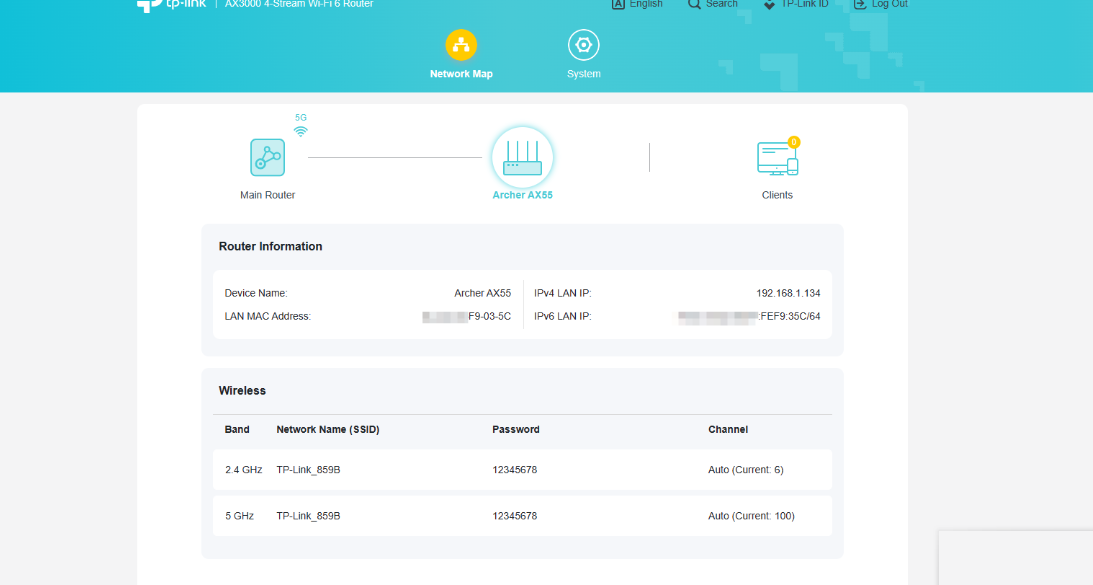 "Network Map" page.