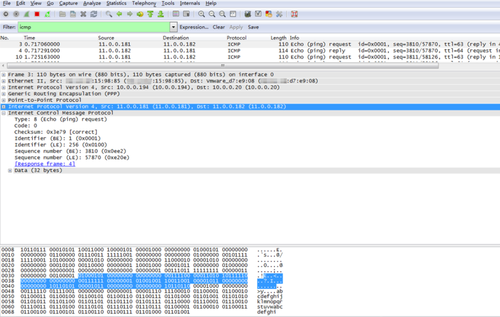 Interactive process of the first connection via PPTP.