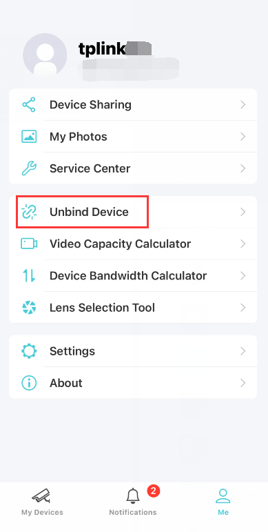 How to Unbind the Account (TP-Link ID) with VIGI Devices in VIGI App