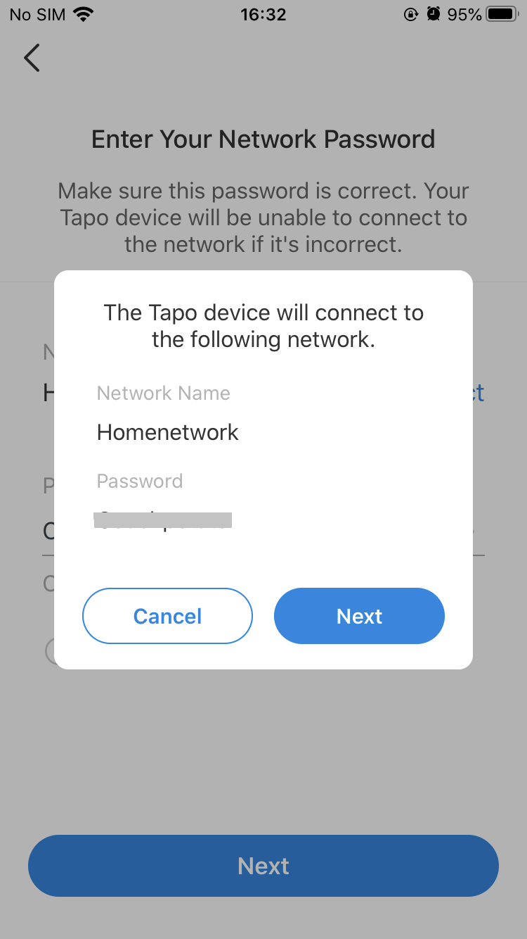  Home Wi-Fi list shown on the Tapo App.