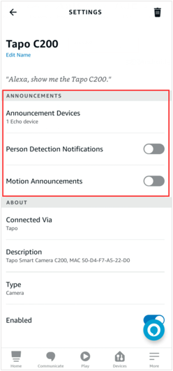 How to use the Alexa Announcement feature of the Tapo Camera Tapo