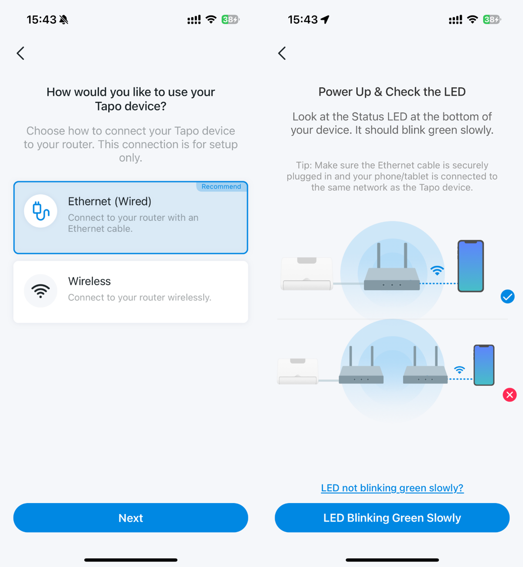Screenshot guide for wired configuration of the Hub.