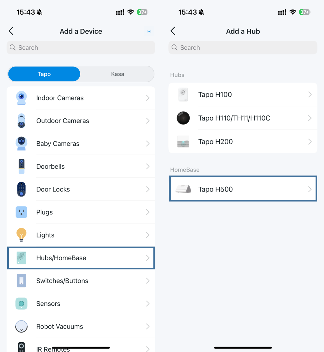 Screenshot guide for adding a Hub.