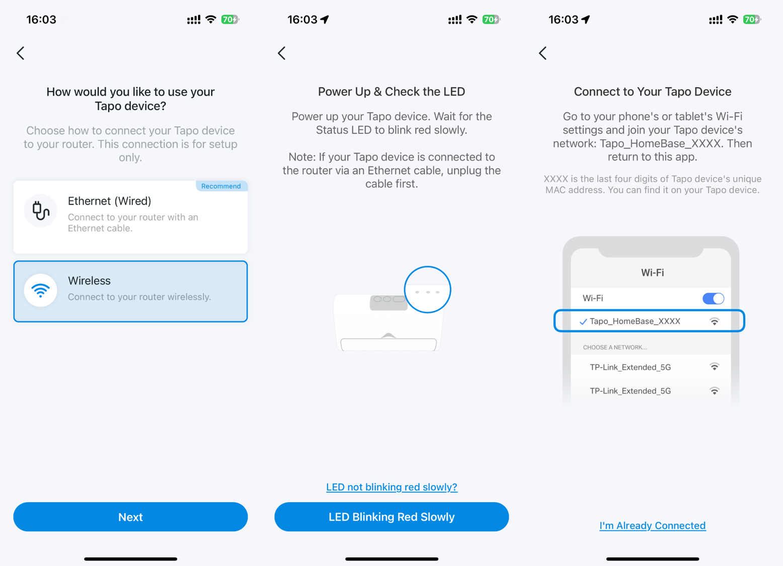 Screenshot guide for wireless configuration of the Hub.