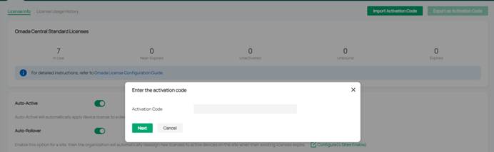 The window for users to input activation code