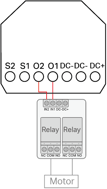 Connection diagram of O1 and O2 terminals of S112.