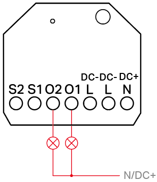 Connection diagram of O1 and O2 terminals of S112.