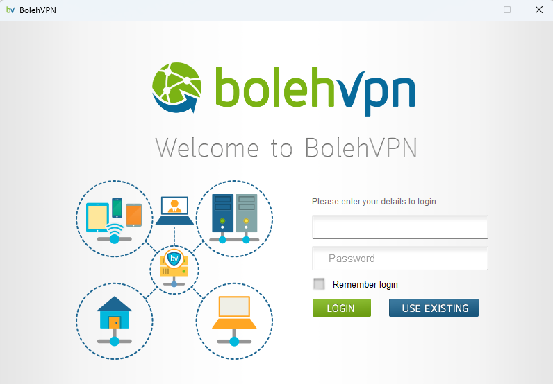 Login page of your bolehVPN account.
