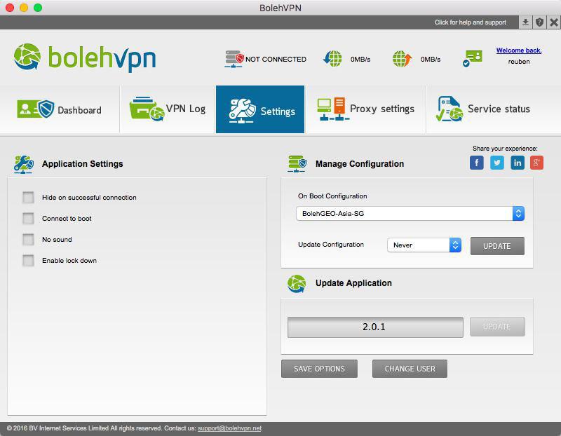 Dashboard of your bolehVPN account.