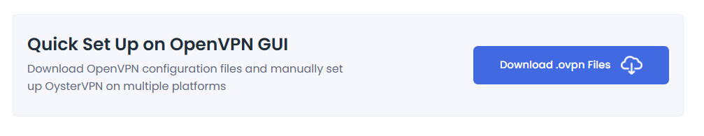 A button labeled 'Download .ovpn Files' is provided for downloading the configuration files.