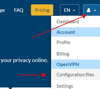 The “Configuration files” location of OVPN.