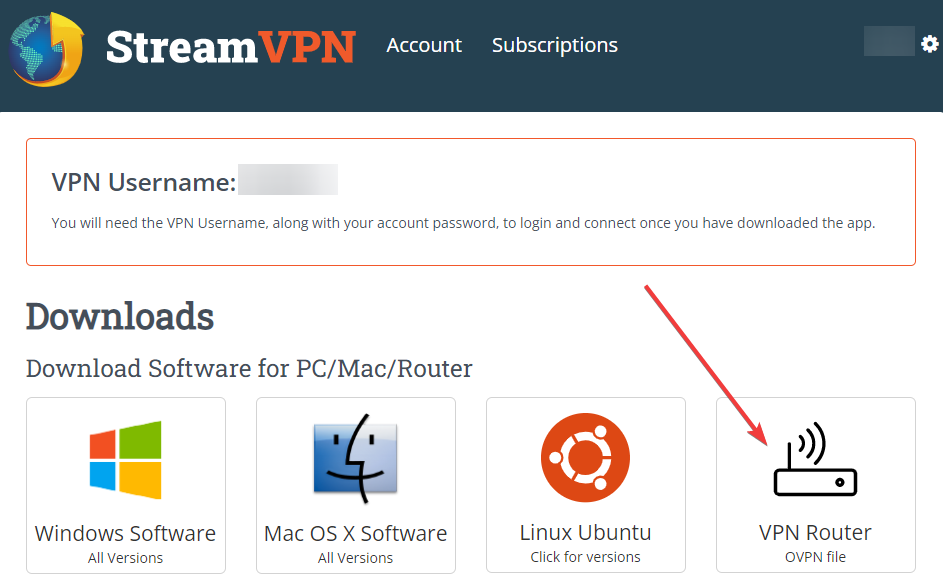 The choose platform page of StreamVPN.