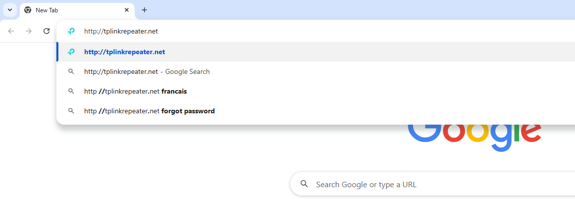 Type “http://tplinkrepeater.net” in the browser’s address bar.