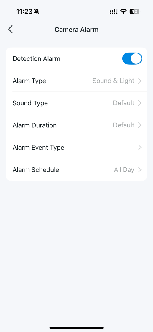 Adjust the Alarm settings on Tapo app.