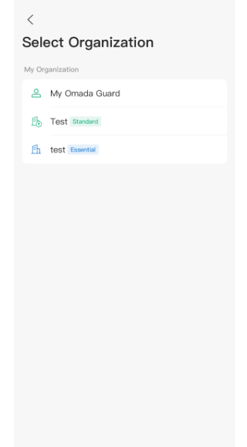 Alt text: Page to select organization.