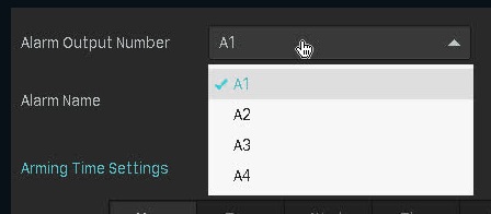 The alarm output number we could set on the VIGI NVR.