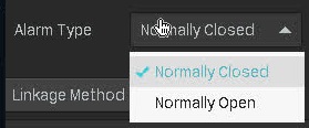 The alarm type setting on the VIGI NVR.