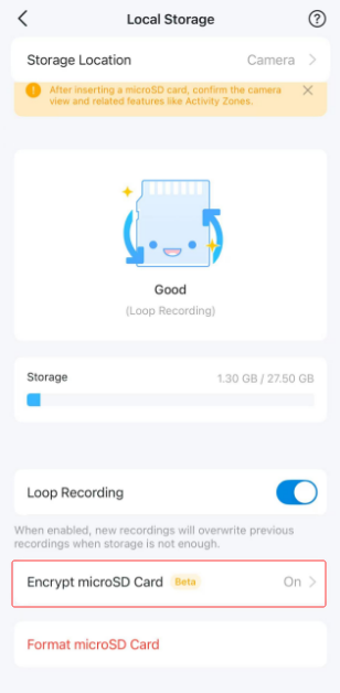 Local Storage page.