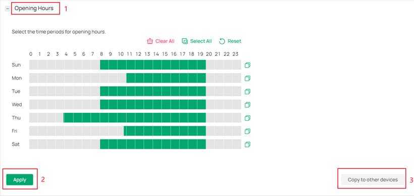 Configure the opening time of the People Counting rule.