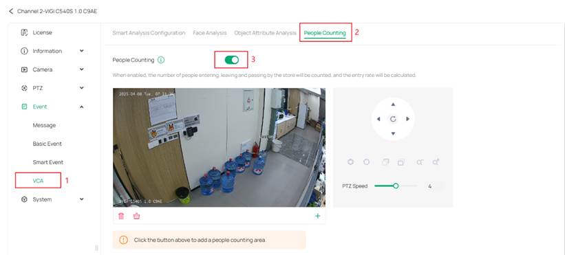 Enable People Counting on Omada Central.