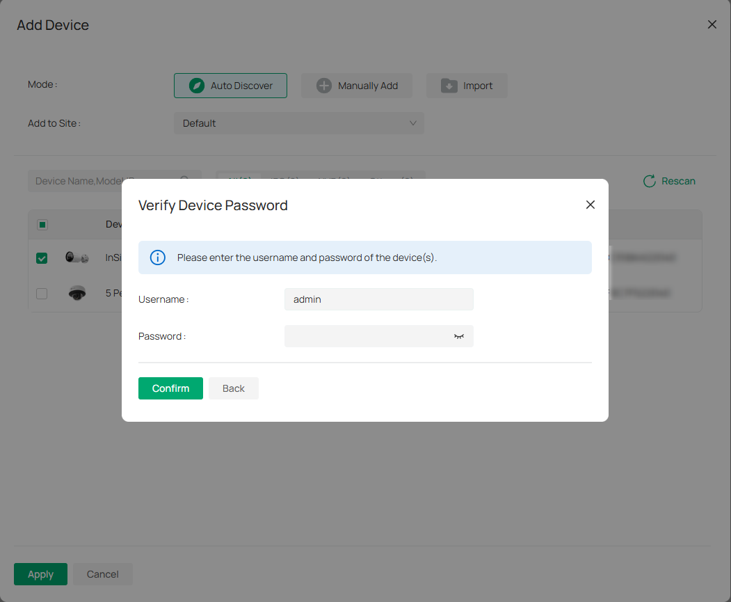 Show page of verify device password.