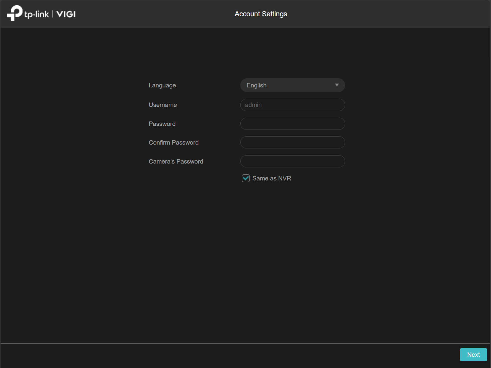 Alt text: Select system language on NVR initialization page.