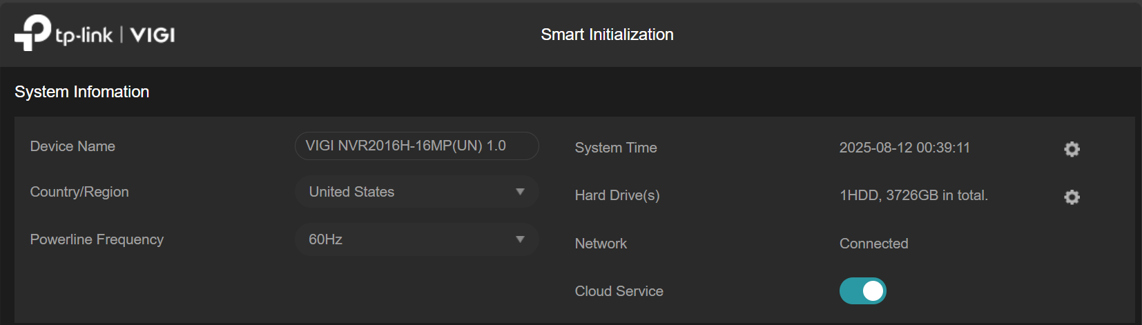 Alt text: Displays the information required for system information.