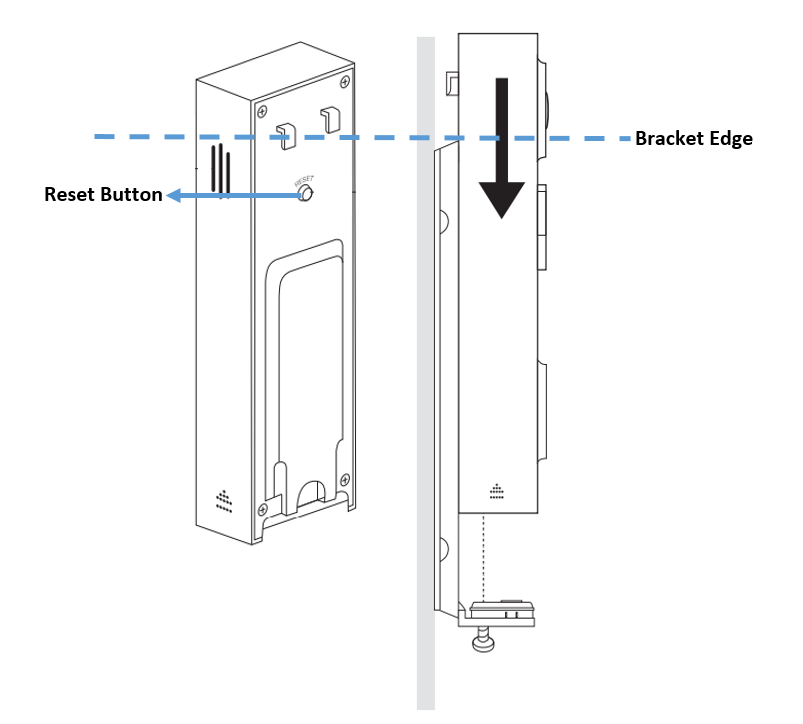 When mounting the doorbell to the bracket, make sure the reset button is under the edge of the bracket to ensure a successful installation.