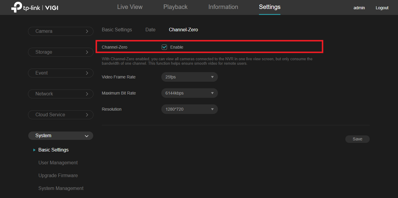 Alt text: Location to enable channel-zero.