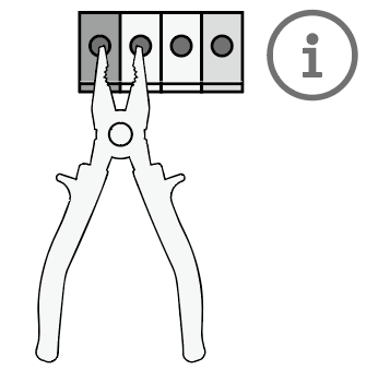 The image of using pliers to short the wall button terminals.