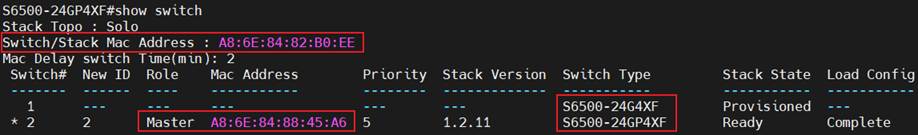 Alt text: Show the status of the stacking group on the member unit.