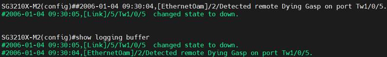 Alt text: Show the content of the switch terminal and the logs recorded in the switch logging buffer