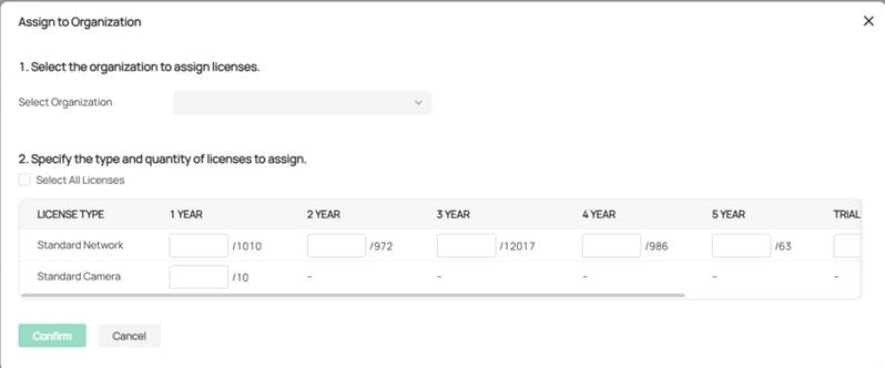 ALT TEXT: License selection page.