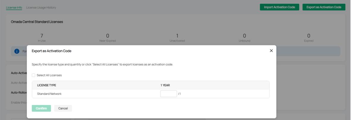 ALT TEXT: License selection page for a MSP's customer.