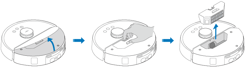 Remove the cover and take out the dustbin for RV50 Pro Omni.