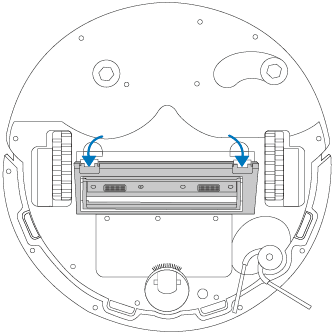 Unlatch and remove the main brush cover for RV50 Pro Omni.