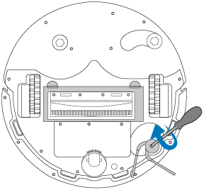 Unscrew the side brush clockwise to remove and turn anticlockwise to secure for RV50 Pro Omni.