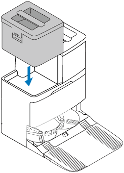 Close the lid, lock the latch, and reinstall the tank onto the dock for RV50 Pro Omni.